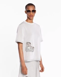 Lanvin RAFFIA EMBROIDERED ROUND NECK TEE -Lanvin RW TS0004 K007 P23401 C