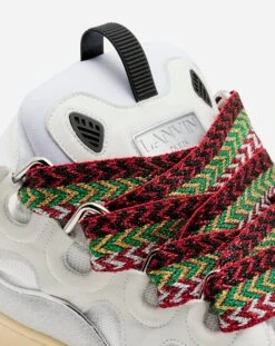 Lanvin LEATHER AND GLITTER TECHNICAL MATERIAL CURB SNEAKERS -Lanvin fm skrk11 drlx a2200e 1