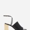 LEATHER SEQUENCE BY LANVIN CHUNKY HEELED SANDALS
