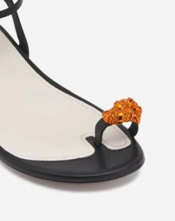 Lanvin FLAT LEATHER SWING SANDALS WITH MELODIE JEWEL -Lanvin fw sass0b rive e2310 e 4cc6596a 2013 4b24 9313 ada55c6cec14