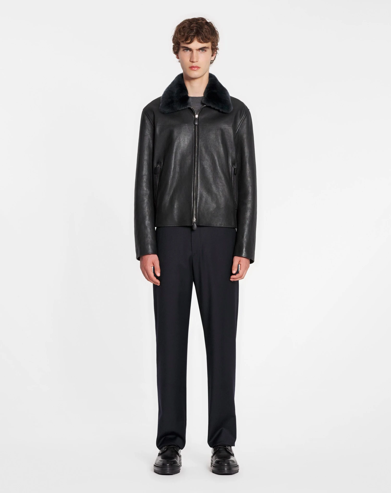 Lanvin JACKET IN CALFSKIN WITH SHEARLING COLLAR 2 Lanvin JACKET IN CALFSKIN WITH SHEARLING COLLAR - Image 2