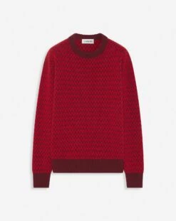 Lanvin CURB HERRINGBONE CREWNECK SWEATER IN MERINO WOOL