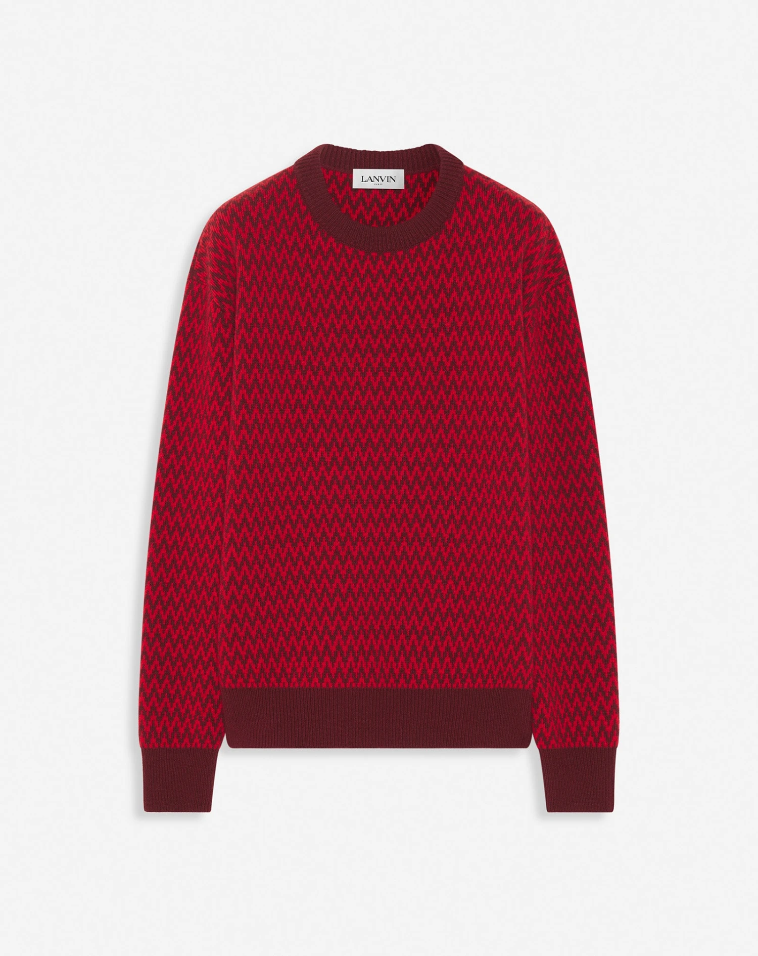 Lanvin CURB HERRINGBONE CREWNECK SWEATER IN MERINO WOOL 1 Lanvin CURB HERRINGBONE CREWNECK SWEATER IN MERINO WOOL