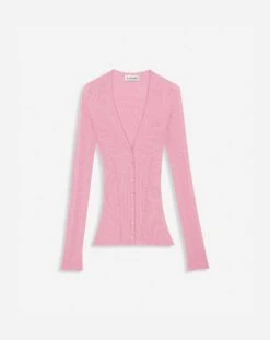 Lanvin RIBBED SILK AND CASHMERE V-NECK CARDIGAN
