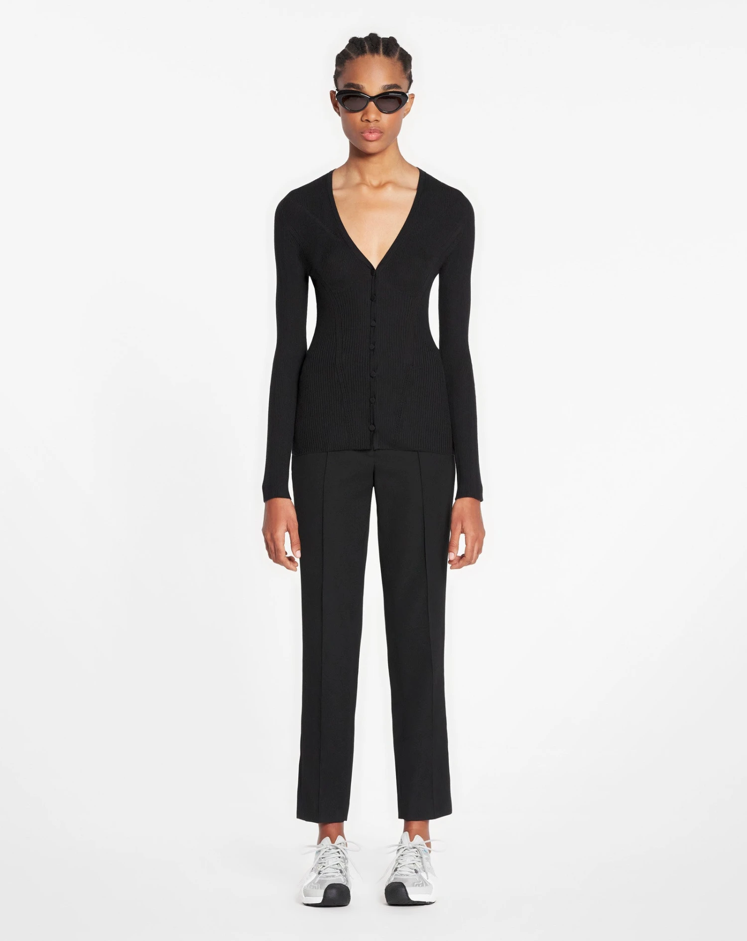 Lanvin V NECK RIBBED CARDIGAN IN SILK AND CASHMERE 2 Lanvin V NECK RIBBED CARDIGAN IN SILK AND CASHMERE - Image 2