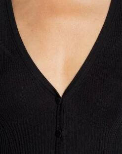 Lanvin V NECK RIBBED CARDIGAN IN SILK AND CASHMERE 9 Lanvin V NECK RIBBED CARDIGAN IN SILK AND CASHMERE -Lanvin rw ca0001 k004 p2310e