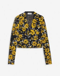 Lanvin PRINTED SILK AND COTTON V-NECK CARDIGAN