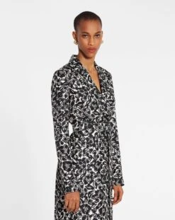 Lanvin FLOWER PRINT LONG SLEEVE WRAP MIDI DRESS -Lanvin rw dr0013 5615 p2310c