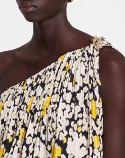 Lanvin PRINTED CHARMEUSE ASYMMETRIC DRESS WITH RUFFLES -Lanvin rw dr0024 5769 a2310 e 98447fee 0bea 4c15 90a0 5cf37dba0830