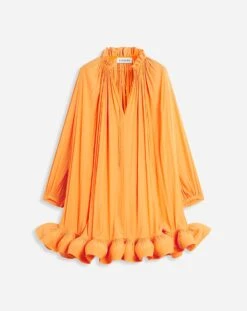 Lanvin SHORT CHARMEUSE DRESS WITH LONG SLEEVES