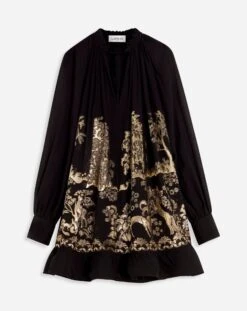 Lanvin LONG-SLEEVE DRESS IN SILK JACQUARD