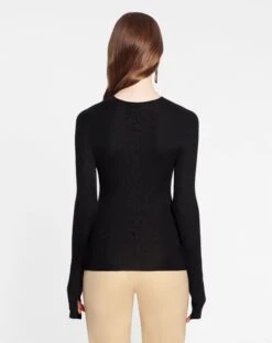 Lanvin ROUND NECK LONG SLEEVE RIBBED TOP IN SILK AND CASHMERE 8 Lanvin ROUND NECK LONG SLEEVE RIBBED TOP IN SILK AND CASHMERE -Lanvin rw po0020 k004 p2310d