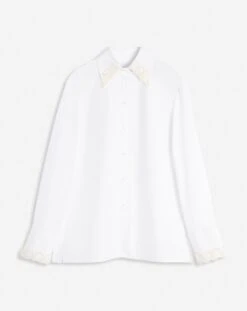 Lanvin LONG SLEEVE EMBROIDERED SHIRT IN POPLIN