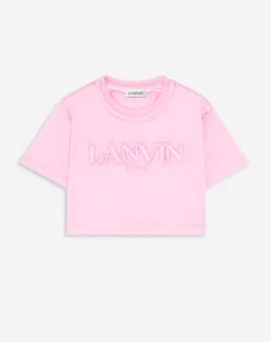 OVERPRINTED CROPPED T-SHIRT WITH LANVIN PARIS EMBROIDERY